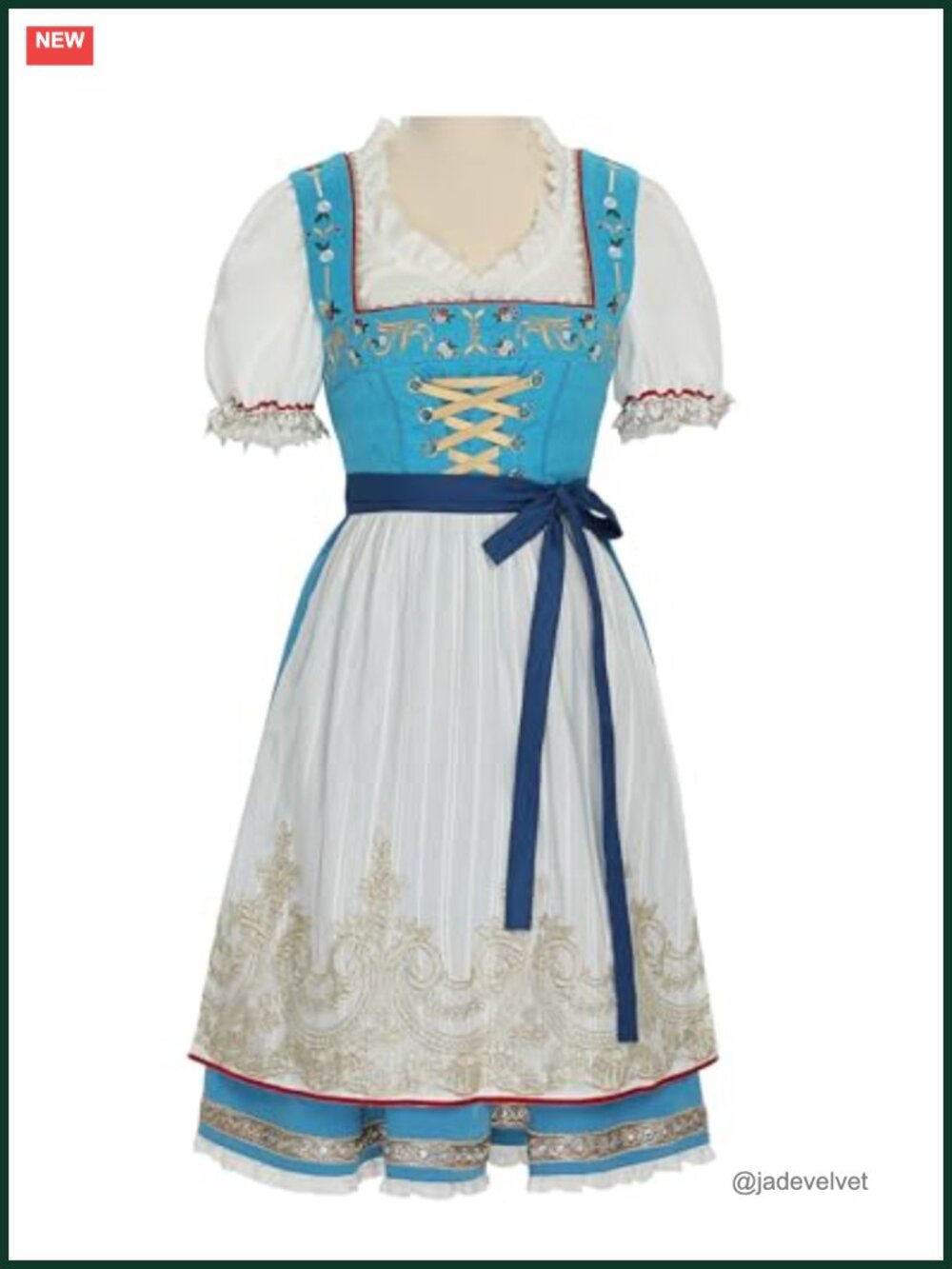 Women's Dirndl Dress Oktoberfest Costume 3 Piece Set Bavarian Halloween Outfit